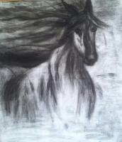schilderij paard houtskool